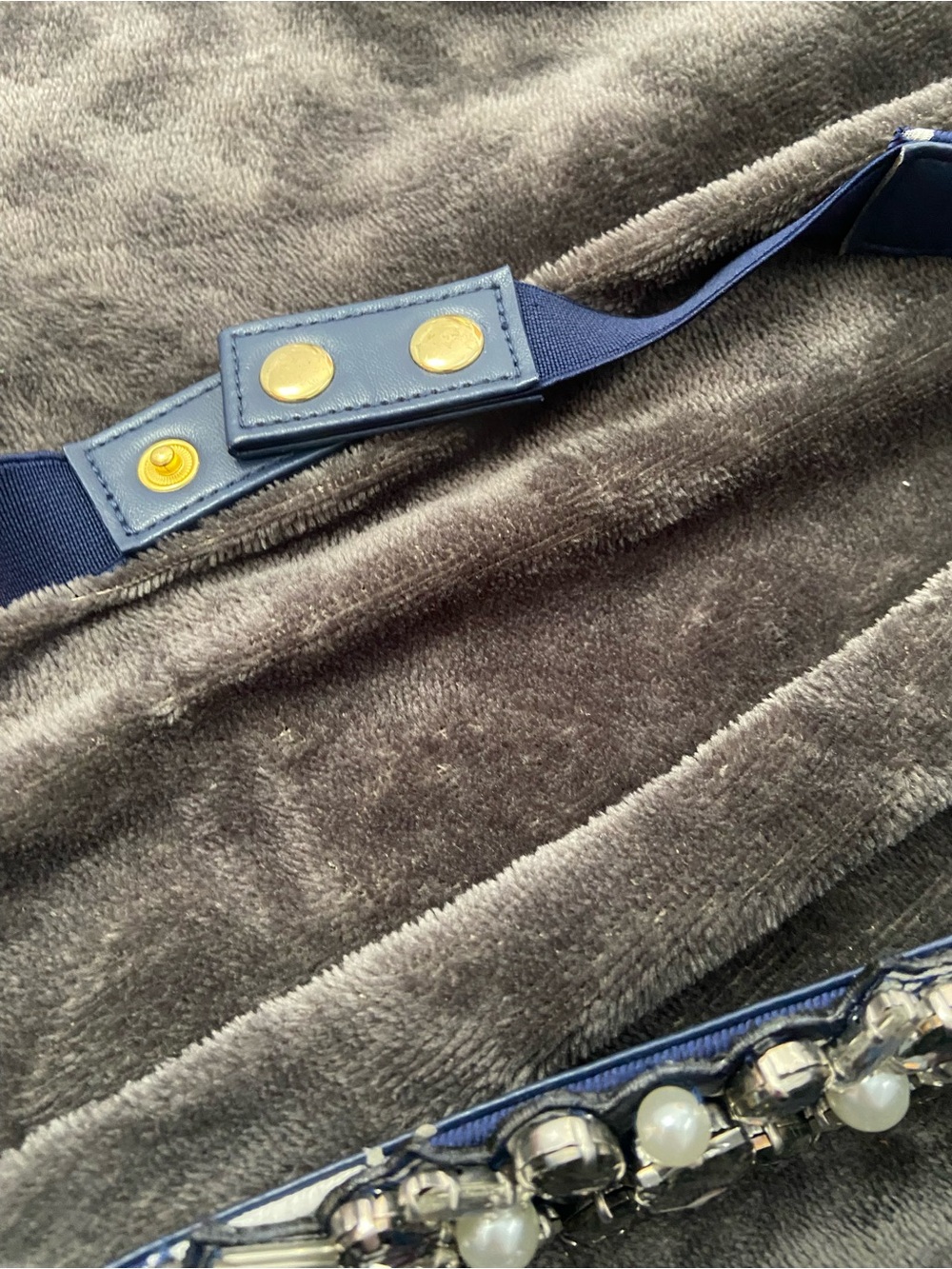 Vintage Eliza J Embellished Navy Elastic Women’s Belt Size 6. - Picture 4 of 6